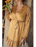 Rochie aerisita cu decolteu plic, mustar 50500 - Magazin online - Boutique